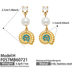 18K Gold-Plated Ocean Charm Drop Earrings