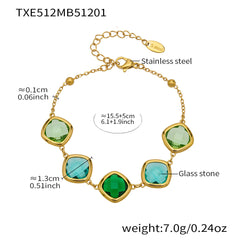 Faceted Glass Stone Necklace, Bracelet & Earrings