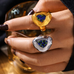 18K Gold-Plated Faceted Sparkling Ring