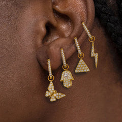 18K Gold-Plated Cubic Zirconia Charm Hoop Earrings