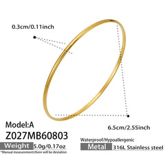 18K Gold-Plated Smooth or Diagonal Texture Bangle