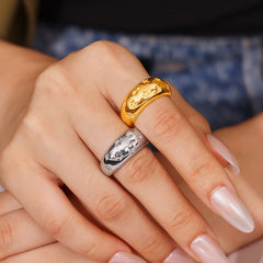 Star-Detail Copper-Base Open Ring