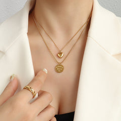 Layered Heart and Coin Necklace