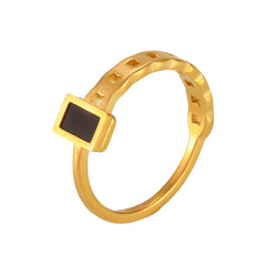 Dark Shell Rectangle Accent Ring