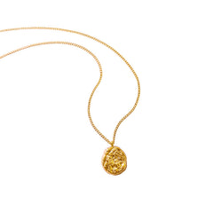18K Gold-Plated Textured Round Pendant Necklace