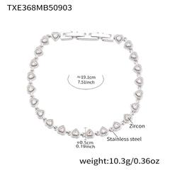 Cubic Zirconia Heart and Round Link Jewelry