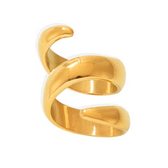 18K Gold-Plated Sculptural S-Curve Ring