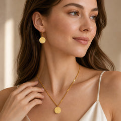 18K Gold-Plated Reversible Fu and Xi Coin Jewelry