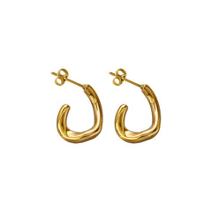 18K Gold-Plated Sculptural C-Hoop Earrings