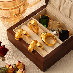 Gold-Tone Geometric and Accent Ring Designs