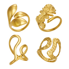 18K Gold-Plated Sculptural Open Ring Collection