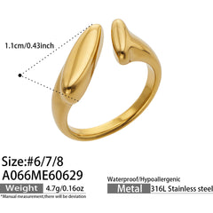 18K Gold-Plated Geometric & Glass-Stone Open Rings