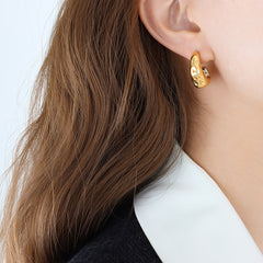 Sculptural Dimpled C-Hoop Earrings