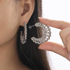18K Gold-Plated Textured Crescent Earrings