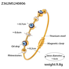 18K Gold-Plated Evil Eye Accent Bangle