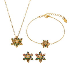 Cubic Zirconia Snowflake Necklace, Bracelet & Earrings