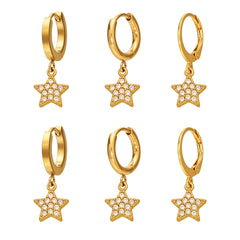 18K Gold-Plated Star Drop Hoop Earrings