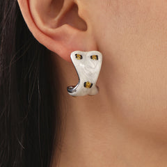Enamel Sculptural Crescent Earrings