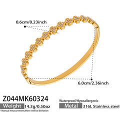 18K Gold-Plated Floral Sparkling Bangle Designs