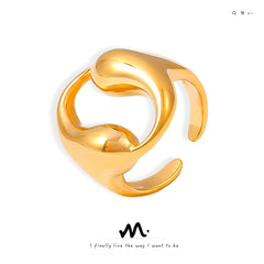 18K Gold-Plated Double Teardrop Open Ring