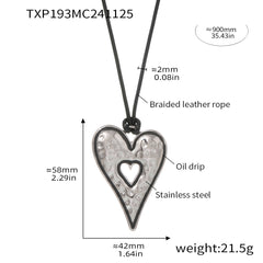 Textured Heart Cord Necklace or Hoop Earrings