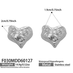 18K Gold-Plated Hammered Heart Stud Earrings
