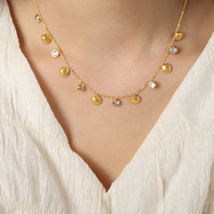 Shell and Cubic Zirconia Charm Necklace