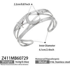 18K Gold-Plated Star, Crescent or Pepper Open Cuff