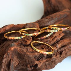 Multicolor Cubic Zirconia Fine Band Ring