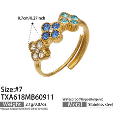 Color Cubic Zirconia Four-Petal Flower Jewelry