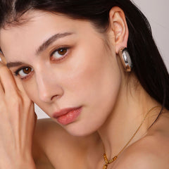 Sculptural Hollow C-Hoop Stainless Steel Earrings