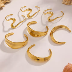 Sculptural Stainless Steel Open Cuff Bracelets