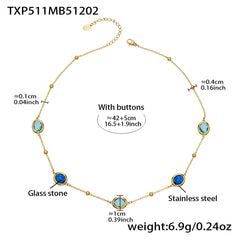 Faceted Oval Glass Stone Necklace, Bracelet & Earrings