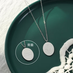 Birth Flower Oval Pendant Necklace