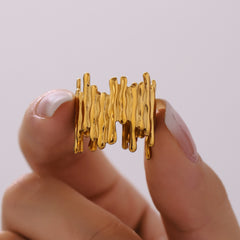 Sculptural Irregular Open Ring in Gold or Two-Tone