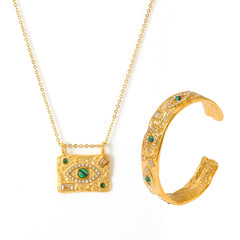 Textured Eye-Motif Necklace, Ring, Earrings & Cuff