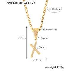 Cubic Zirconia Script Initial Pendant Necklace