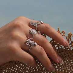 Ocean Creature Cubic Zirconia Open Rings