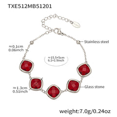 Faceted Glass Stone Necklace, Bracelet & Earrings