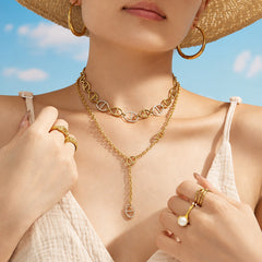 18K Gold-Plated Rectangle Cubic Zirconia Necklace