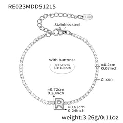 Cubic Zirconia Initial Chain Bracelet