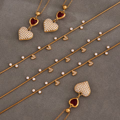 Cubic Zirconia Heart Pendant Layered Necklaces