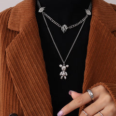 Silver-Tone Flame Motif Chain Necklace