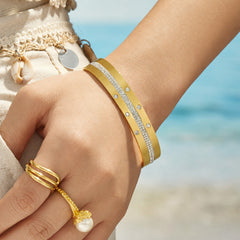 Gold-Tone Single-Line Cubic Zirconia Bangle