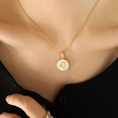 White Shell Zodiac Pendant Necklace