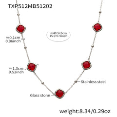 Faceted Glass Stone Necklace, Bracelet & Earrings