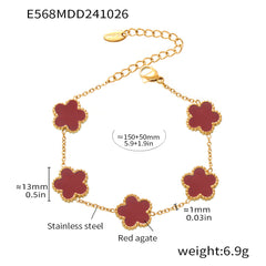 Flower Inlay Charm Bracelet