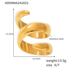 18K Gold-Plated Sculptural S-Curve Ring
