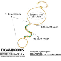Colorful Cubic Zirconia Hand Chain Bracelet