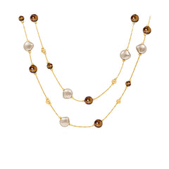 Nicolette Tiger-Eye Pearl Stardust Necklace